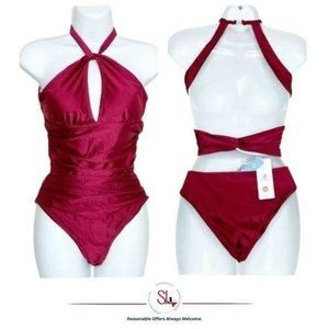 CUPSHE Women's Halter Top Swimsuit Size Medium Fuschia New w/Tag